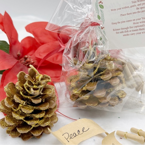 Yule Wishing Blessing Intention Pine Cone Fire Starter Celebration Holiday Decor - Picture 2 of 6